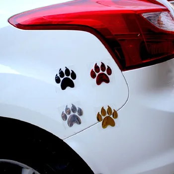 

Dewtreetali Car Sticker Cool Design Paw 3D Animal Dog Cat Bear Foot Prints Footprint 3M Decal Car Stickers Silver Gold Red Bla