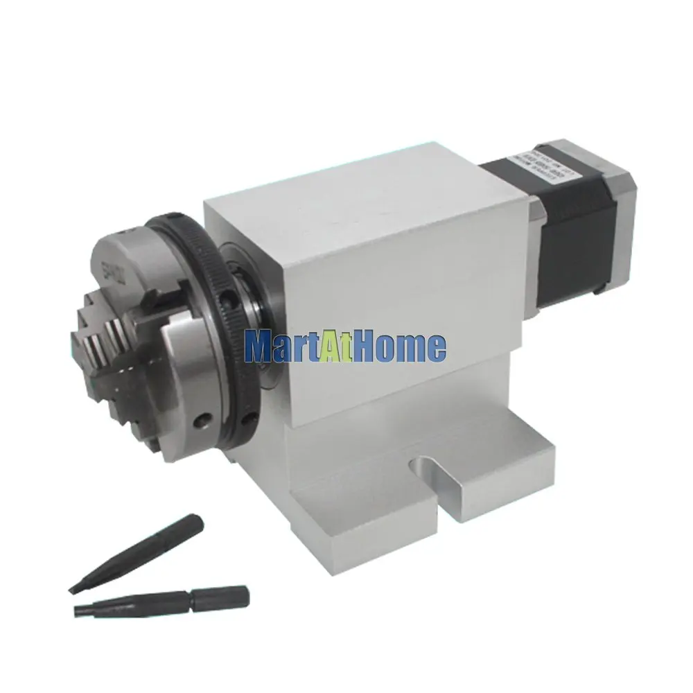 CRA900 фрезерный станок с ЧПУ роторный Indexer 4th Axis A Axis 50: 1 100:1 с патроном, 42 Шаговый двигатель 0.5N.m с бесщеточной гармонической коробкой передач