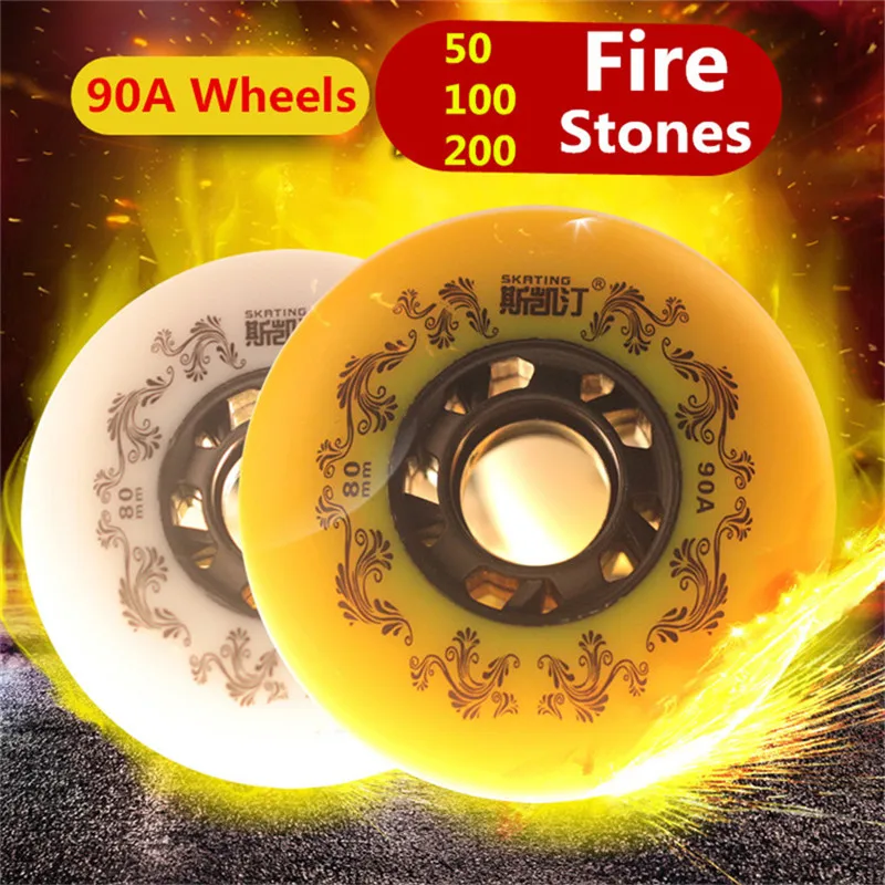 52 104 208 fire stone катающееся колесо для роликовых коньков обувь Белый Желтый встроенные колеса для роликовых коньков [72 мм 76 мм 80 мм]