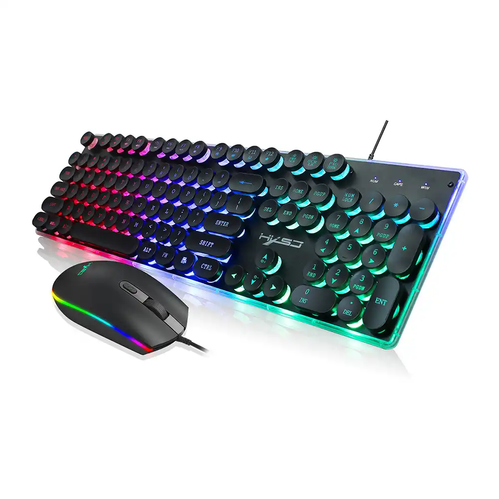 Cigooxm HXSJ V300Y Colorful Backlight Gaming Keyboard Mouse Set RGB Glowing USB Multimedia Ergonomic Mouse Keyboard Combos