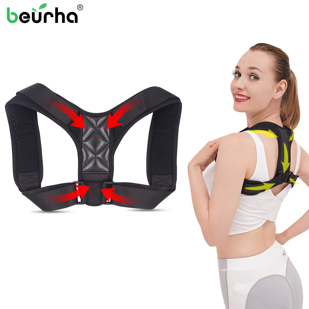 

Portable Women Men Corrector de postura de espalda ajustable de cinturón de soporte de abrazadera de Health Beauty Care