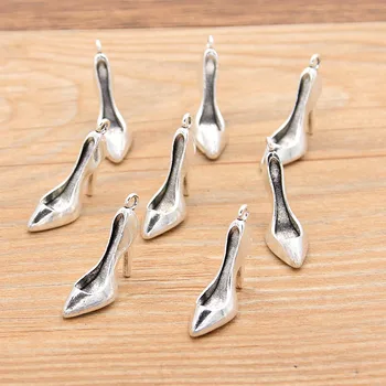

10pcs 18*20mm Metal Alloy Photo Color Ladies High Heels Charms Apparel Pendants For Jewelry Making DIY Handmade Craft