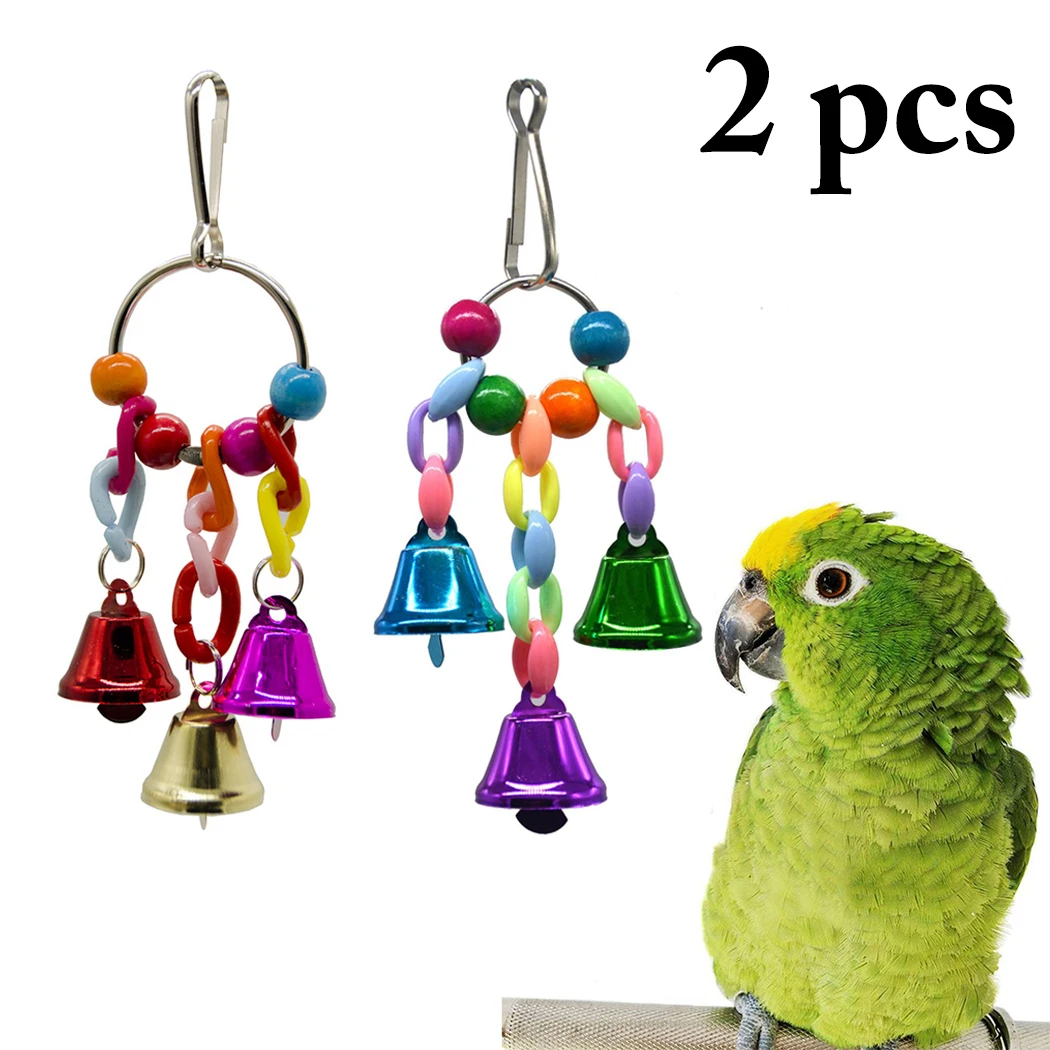 2pcs Parrot Toys Suspension Hanging Bridge Chain Pet Bird Parrot Chew