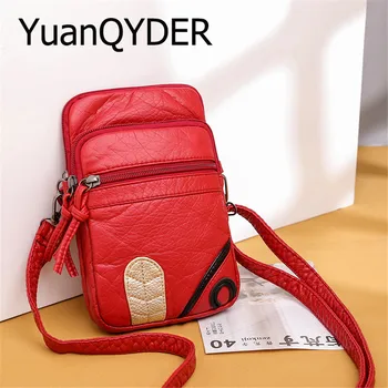 

Ladies Mini Cell Phone Bag Fashion Panelled Women's Shoulder Bag Washed Pu Leather Crossbody Coin Purse Casual Travel Bag Bolsa