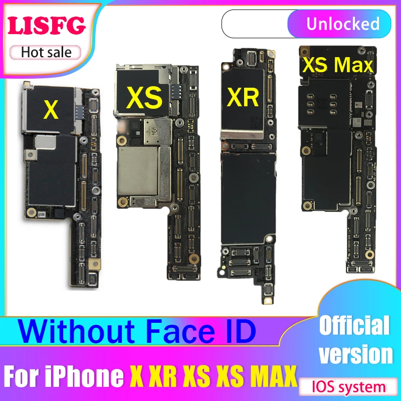 100 Work Motherboard For iPhone X XS XR XS MAX Without Face ID Motherboard Unlocked Full Chip