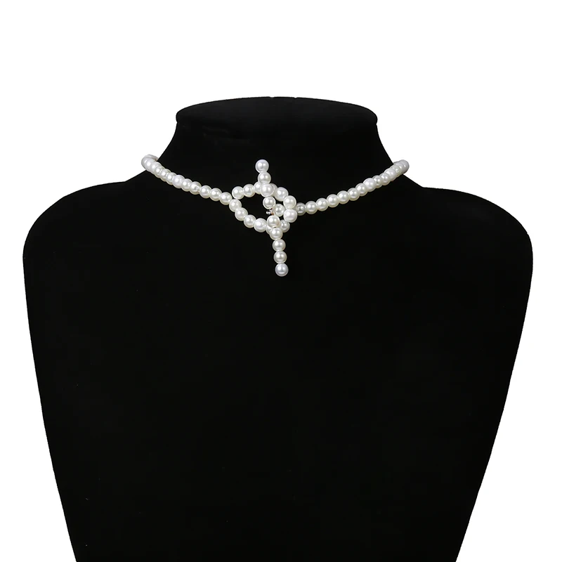 White Pearl SHIXIN корейское модное дизайнерское жемчужное ожерелье для женщин, милое короткое колье, воротник с белыми бусинами, колье для женщин, Женские Ювелирные изделия - Окраска металла: White Pearl