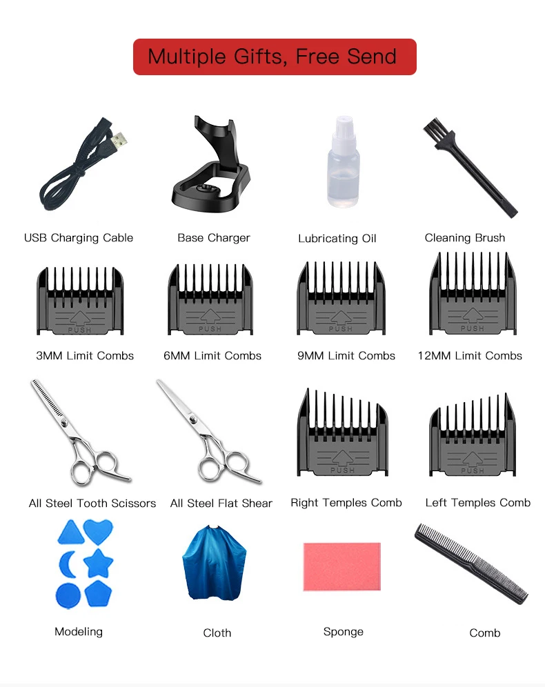 Профессиональная машинка для стрижки волос перезаряжаемая электрическая цифровая машинка для стрижки волос умная база зарядка водонепроницаемый мужской инструмент для стрижки