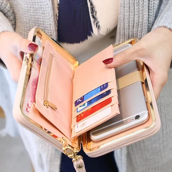 

Wallet Female Women's Wallet Snap Coin Purse Phone Bag Bow Multi-card Bit Card Holder Purse Women Luxury Billetera Mujer