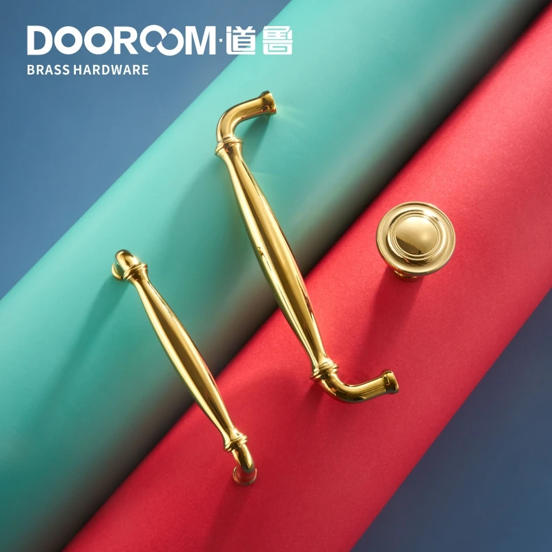Латунные ручки для мебели Dooroom роскошные европейские золотистые хромированные
