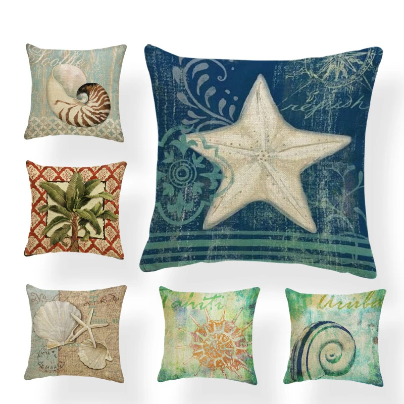 US Seller wholesale throw pillows lighthouse seashell starfish cushion cover 