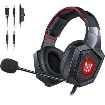 Gaming Headphones PC Stereo Microphone LED Lights