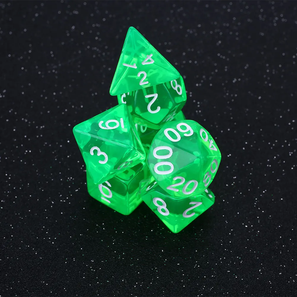 7Pcs Gem Transparent Dice RPG Games Party KTV For Families Friends Adults