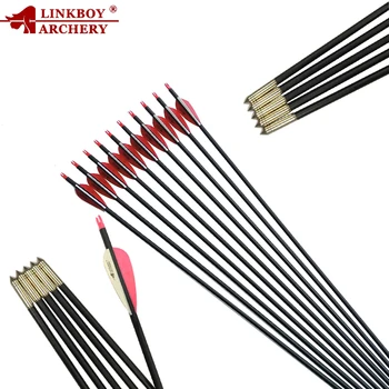 

12pcs Linkboy Archery Carbon Children Arrows 28Inch ID6.2mm OD7mm Bow Hunting Practice Outdoor Archery Play Shooting