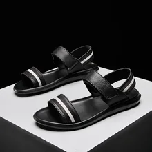 Мужские сандалии; коллекция года; повседневная кожаная Летняя Пляжная обувь для прогулок; вьетнамская обувь; Мужские дышащие кроссовки; сандалии-гладиаторы с закрытым носком в римском стиле; 39 s