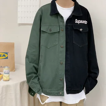 

Autumn Winter Jacket Men Coat Fashion Slim Windbreaker Casual Jacket Outside Thin clothes Patchwork Letter Printed Men Clotheing