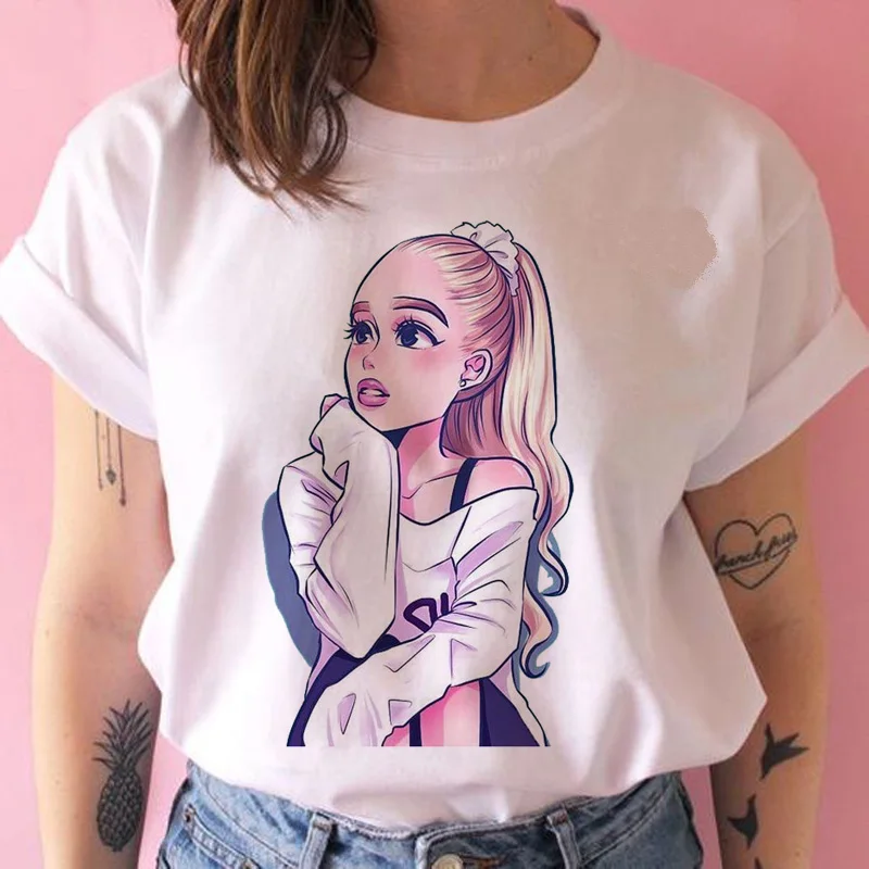 844 Женская футболка ariana grande, одежда для девочек, Повседневная футболка ulzzang, Харадзюку улззанг, kawaii 90 s, Футболка женская футболка, уличная одежда - Цвет: 844