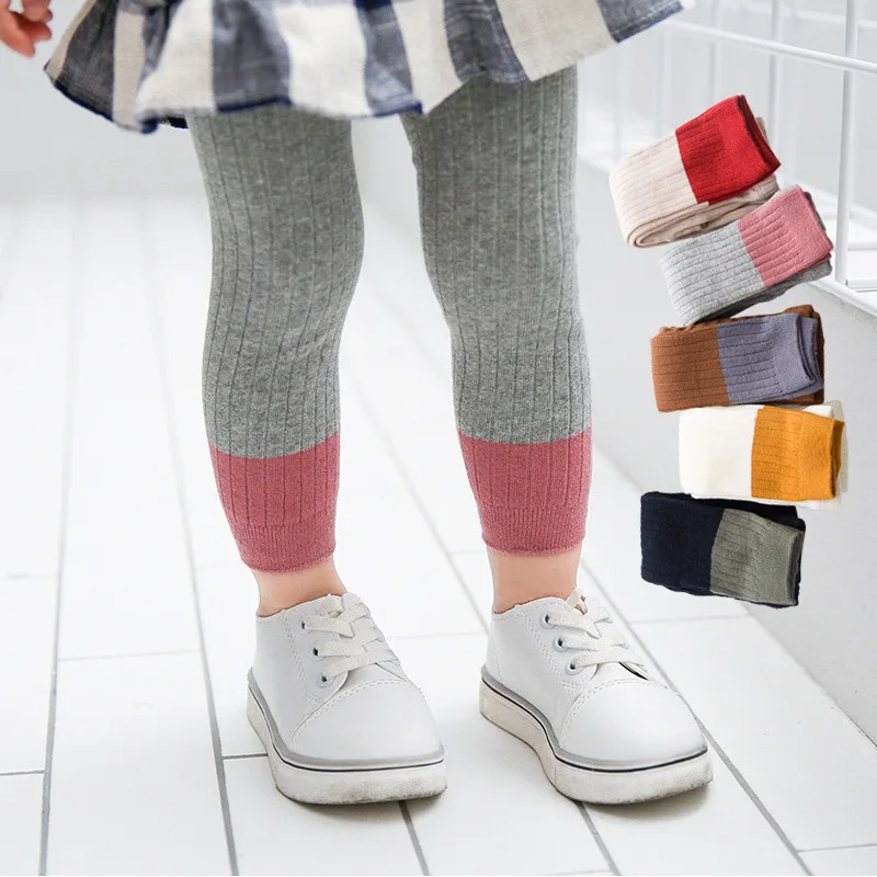

2019 Cotton Girls Leggings With Color Patch Warm And Cute Children Trousers lovey Legging For Girls 3-9Y