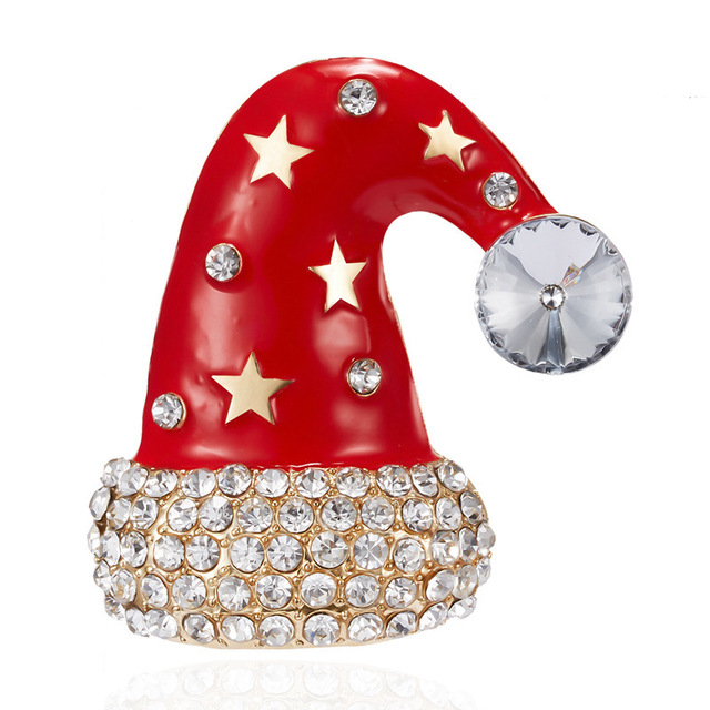Year Christmas Brooch For Women Fashion Snowman Santa Claus Tree Deer Bell Hat Rhinestone Enamel Cute Jewelry Kids Gifts