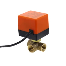 AC220V 3 Way провода электрические привод латунный шаровой клапан, холодной и горячей воды Vapor/тепло газ латунь моторизованный шаровой клапан