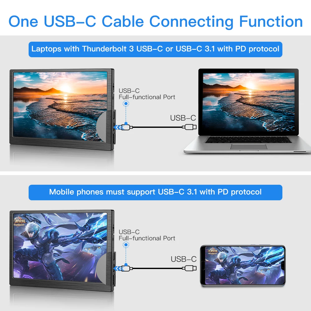 Eyoyo EM08H Portable Monitor 1920x1200 IPS 8 9 inch Display Computer Type USB C HDMI LED 3