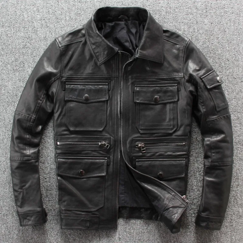 Autumn-New-Punck-Sheep-Leather-Mens-Moto-Biker-SheepSkin-Slim-Fit-Turn-Down-Collar-Short-Leather (2)