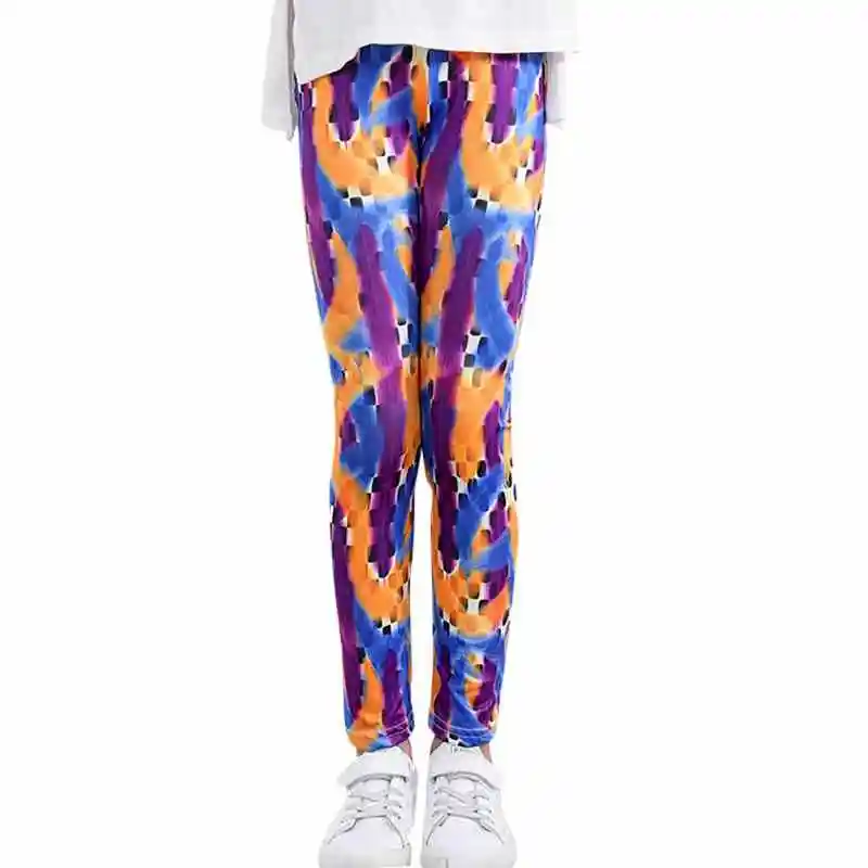 A1 WEIXINBUY/леггинсы для девочек; узкие брюки для девочек; Леггинсы с принтом для девочек; Одежда для маленьких девочек; детские цветные обтягивающие леггинсы с принтом - Цвет: A1