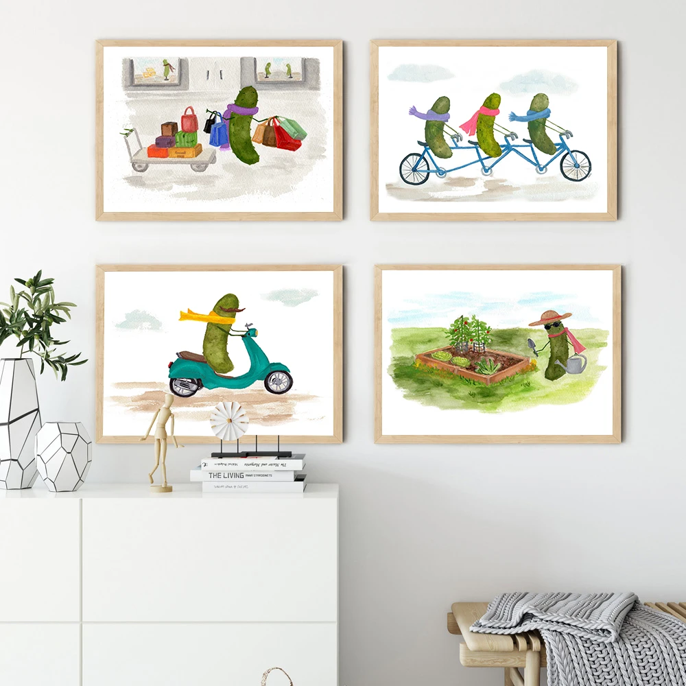 Современный кухонный декор забавные корейские постеры с едой причудливые Марины