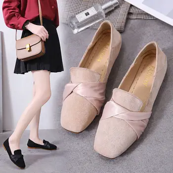 

Plus size 36-43 Ballet flats women Footwear shoes 2020 fashion style cross tied minimalist woman flat loafers shoes
