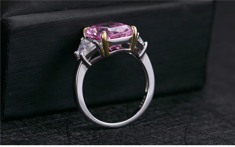 Не поддельные 12*10 мм Алмазное кольцо с подушкой S925 Стерлинговое серебро изысканные свадебные Цитрин Сапфир Аметист рубиновый цветной бриллиант