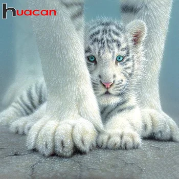 

Huacan 5D DIY Diamond Painting Tiger Full Square/Round Animal Diamond Embroidery Art Home Decoration