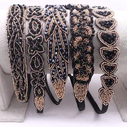 Ethnic Glass Beads Handmade Headband Pearl Rhinestone Customized Beaded Hairband For Women & Girls Hair Accessories
