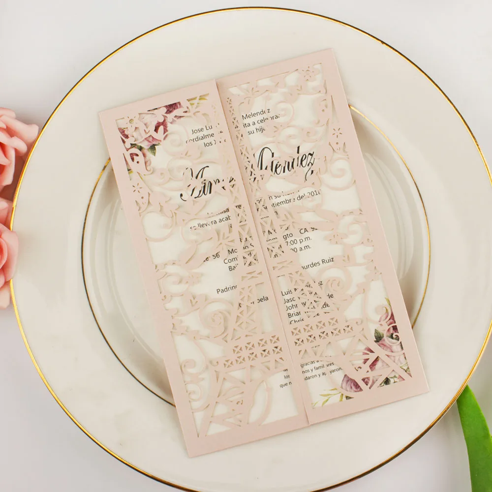 Tarjeta de invitación de boda de la Torre Eiffel cortada con láser, azul  marino, piezas, cumpleaños, quinceañera, invitaciones de fiesta de  compromiso nupcial, 1 unidad - AliExpress, image size:1000x1000