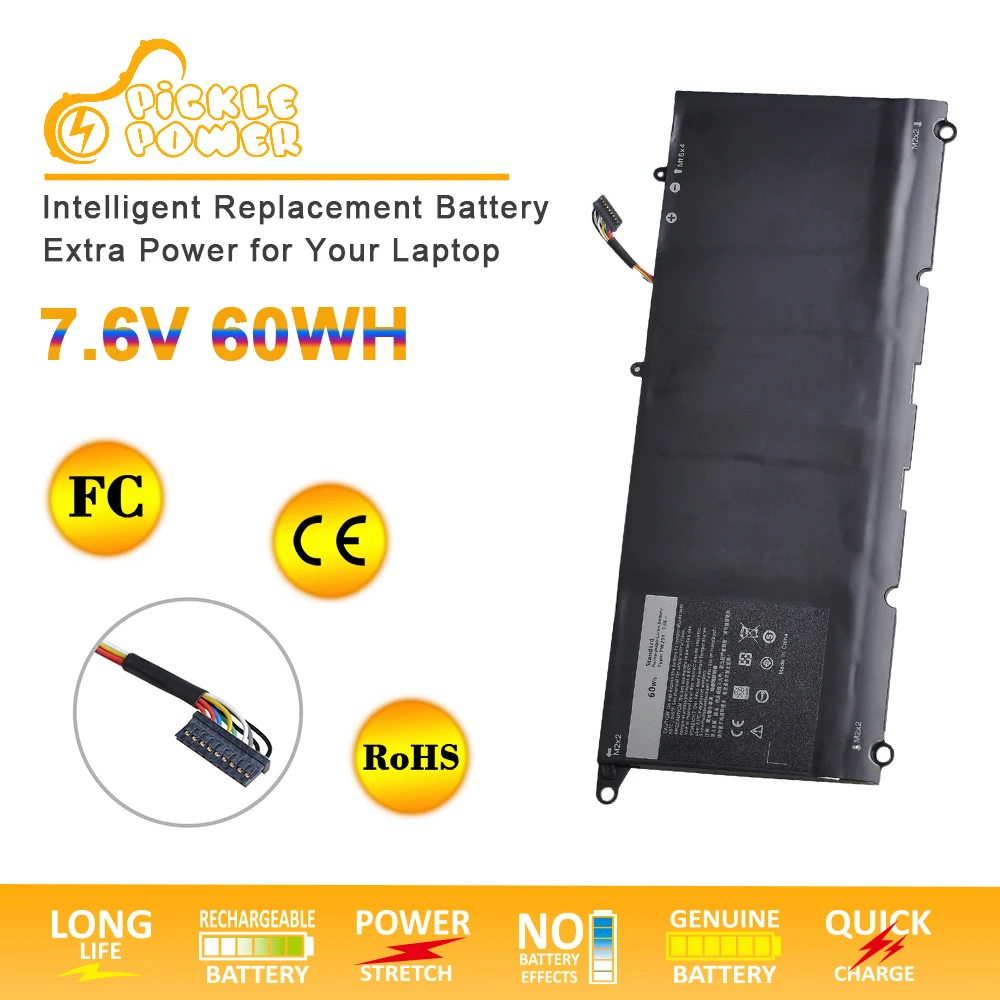 Новый аккумулятор PW23Y RNP72 TP1GT для ноутбука Dell XPS 13 9360 D1605G серии 0RNP72 0TP1GT(7895 мА/ч 7 6 в 60