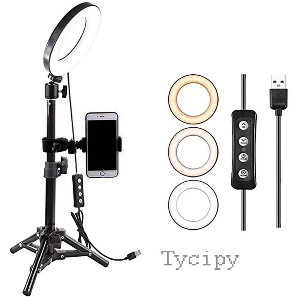 6 &quotSelfie Ring Light LED Studio Photo Ringlight с пультом дистанционного управления для штатива 0 5 м