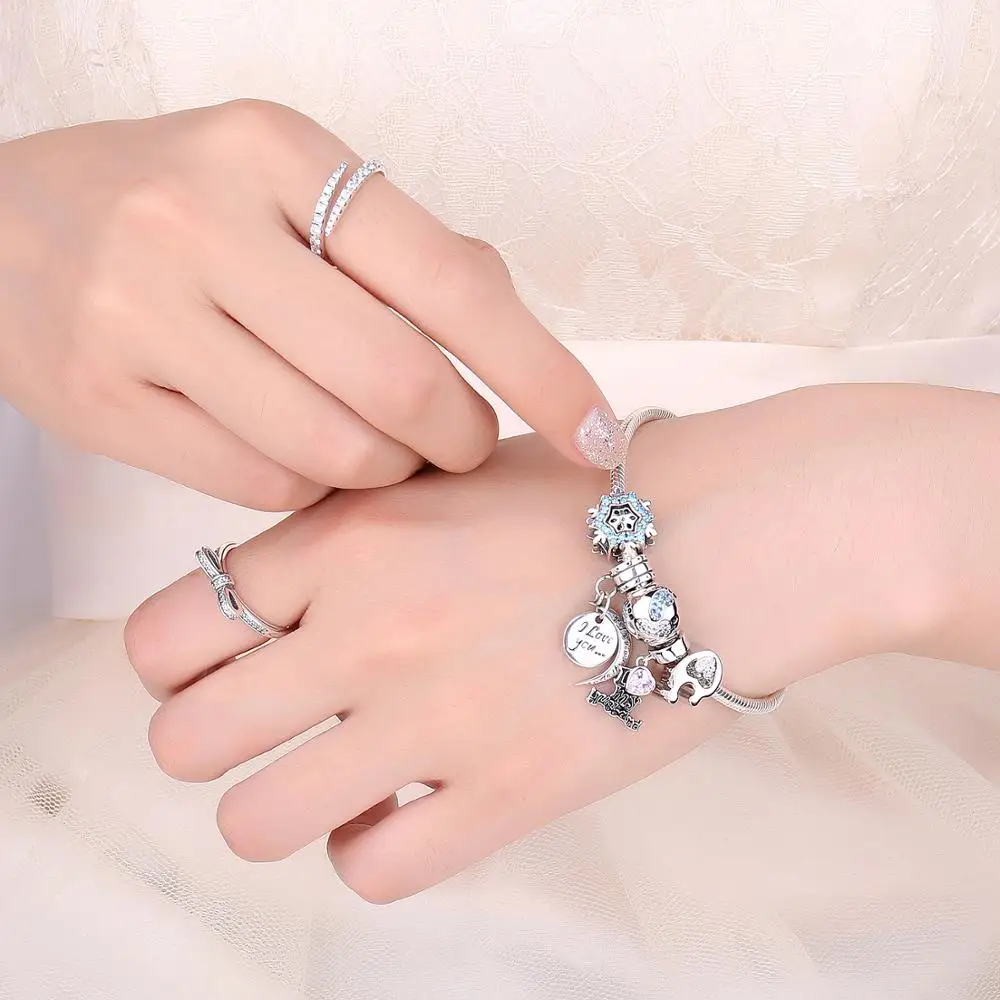 JewelryPalace счастливое детство кубического циркония созданный синий сапфир след 925 пробы Серебряный Шарм бисер Новая горячая распродажа