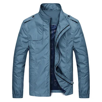 

New Arrival Spring Autumn Casual Windproof Men Jacket Slim Fit Outwear Mandarin Collar Men's Coat Solid Jacket For Male Homme