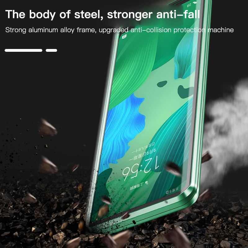 Магнитный металлический двойной стеклянный чехол для телефона huawei P30 P20 Pro Nova 5 Роскошный магнит адсорбционная Защитная крышка Coque Funda Shell