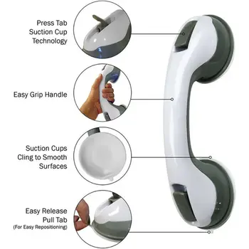 

1pc Suction Cup Armrest Safety Sucker Handrail Bath Door Non-slip Vacuum Handle Bathroom Toilet Railing Handrail Bathroom Tools