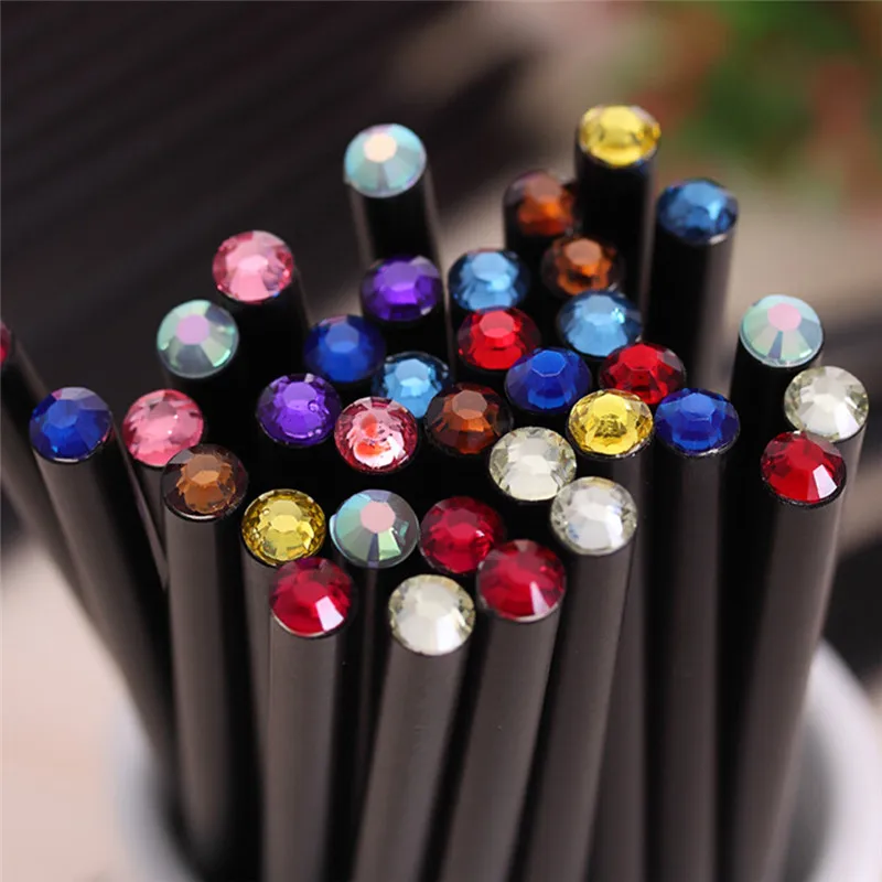 2 шт. черный стержень карандаш с красочными бриллиантами Kawaii школьная живопись для рисования и письма детский карандаш