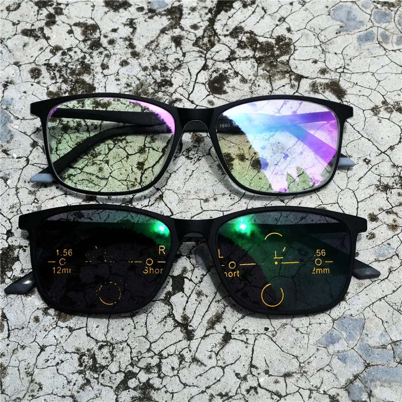 

Retro classic Square progressive reading glasses fashion men and women color multi-focus graduation glasses with box FML