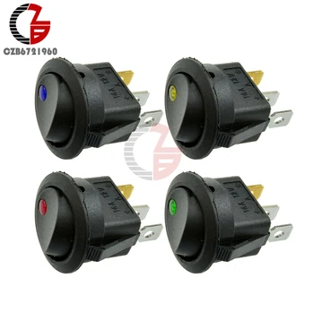 

4PCS Car Auo Toggle Swithes 12V 3Pin Round Rocker ON/OFF LED Toggle SPST Switch