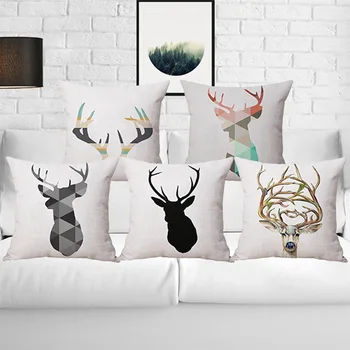 

Nordic Elk Pattern Pillow Case Cushion Cover Cotton Home Decor Pillowcase Decorative Pillows For Sofa Christmas Pillow Cases