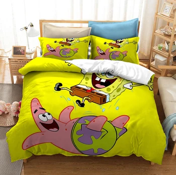 

Comic SpongeBob Bedding Set Bedroom Decor Kids Gift Hypoallergenic Quilt Cover 1PC Duvet Cover with Pillowcase Dropship