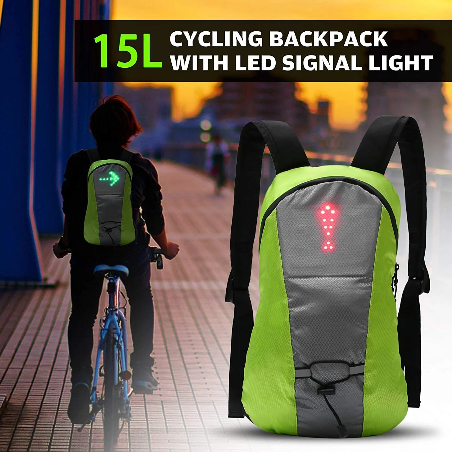 Cycling Vest Usb Rechargeable Reflective Bike Backpack With Led