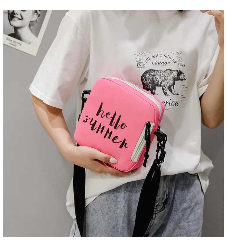Summer New Style Canvas Bag Women's Versatile Single-shoulder Crossbody Bag Sesame Street Phone Bag Customizable Logo