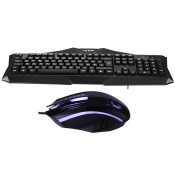 

LESHP Black Portable Lightweight Smooth Comfortable Full-Size USB interface Wired Game Gaming Mouse Keyboard Set With Mouse