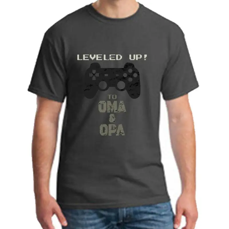 

Fitness leveled up to oma and opa for new grandpas t-shirts homme XXXL 4Xl 5XL comfortable top tee