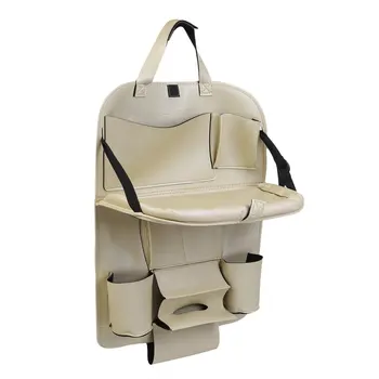 

Auto Back Seat Storage Bag Folding Car Seat Organizer Leather Bottle Holder Tissue Box Magazine Cup Food Phone Pack