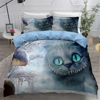 

HELENGILI 3D Bedding Set Smiley cat Print Duvet Cover Set Bedcloth with Pillowcase Bed Set Home Textiles #XLM12