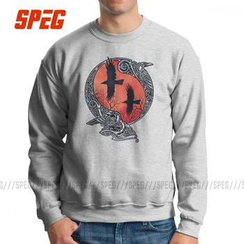 

Viking Hugin Munin Valhalla Men's Hoodies Awesome 100% Cotton Sweatshirts Crewneck Pride Pullovers Apparel